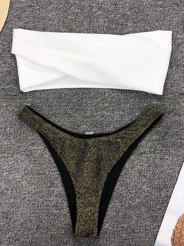 Cross Solid Fresh Bikinis Swimwear