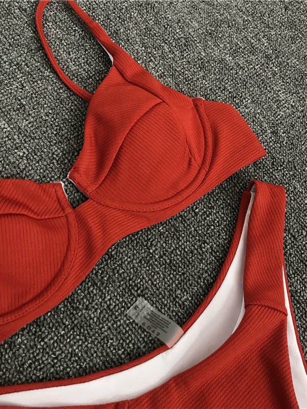 Solid Color Split Sexy Bikini