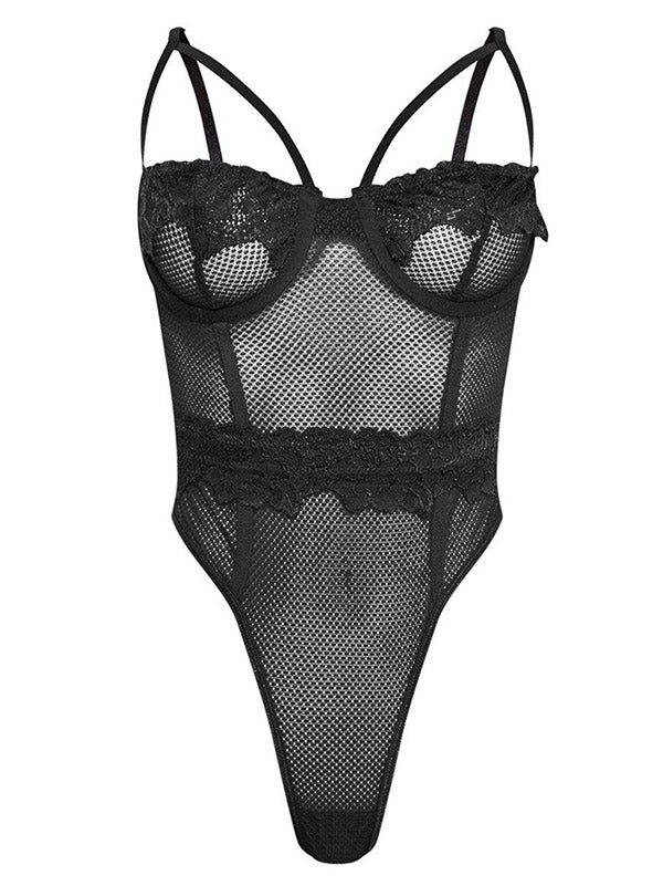 Sexy Gauze Underwired Split-Joint Teddy Lingerie