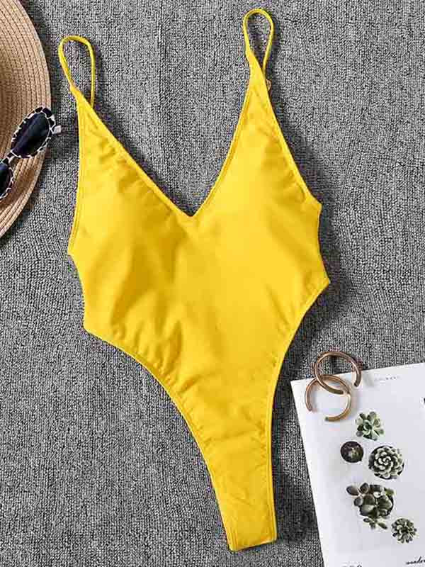 Simple Sleeveless Backless Tight One-Piece Swimwear