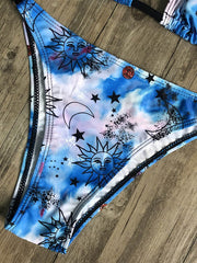 Sexy Bandage-Bikini-Badeanzug mit Blumenmuster und Dreiecken 