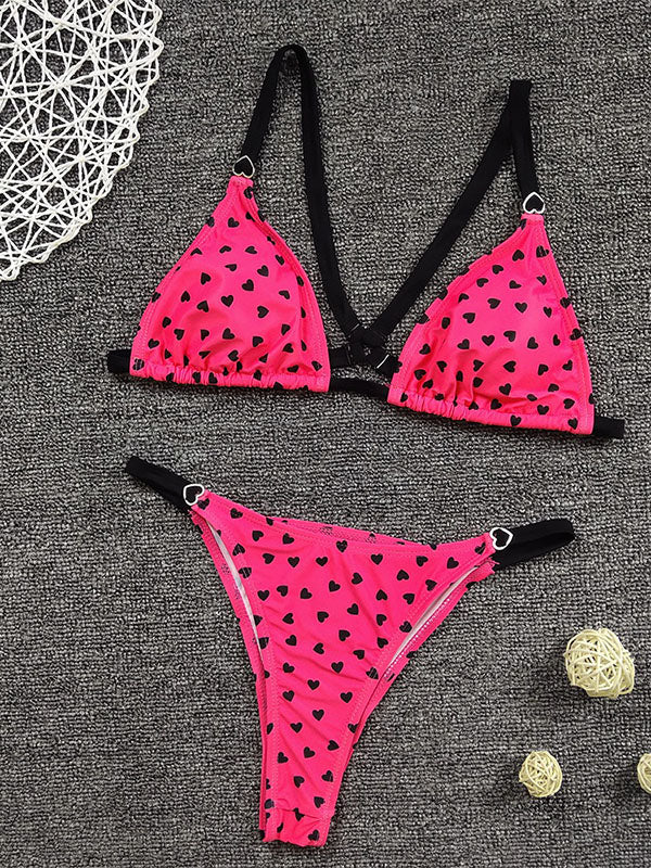 Halterneck Leopard Print Bikini Swimwear