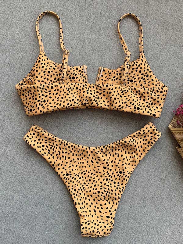 Leopard Print Backless One-Piece Swimsuit