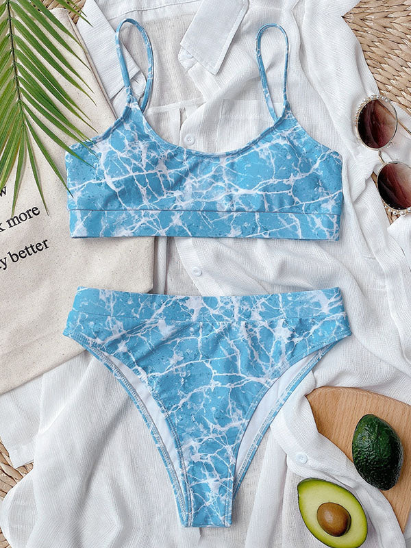 Sexy Bralette Split Printed Bikini Swimwear