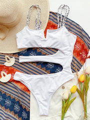 Solid Color Hollow Sexy One-Piece Swimsuit