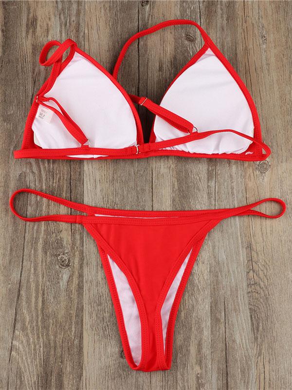 Sexy Plain Spaghetti Straps Bikinis Swimwear