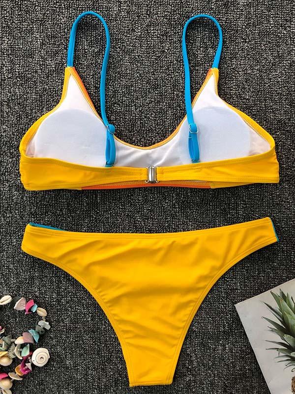 Contrast Color Split-Joint Split Bikini Swimsuit