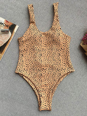 Leopard Print Backless One-Piece Swimsuit