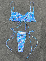 Spaghetti-Neck Drawstring Bralette Bikini Swimwear