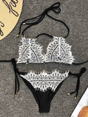 Sexy Lace Split-Joint Bandage Bikini Swimwear