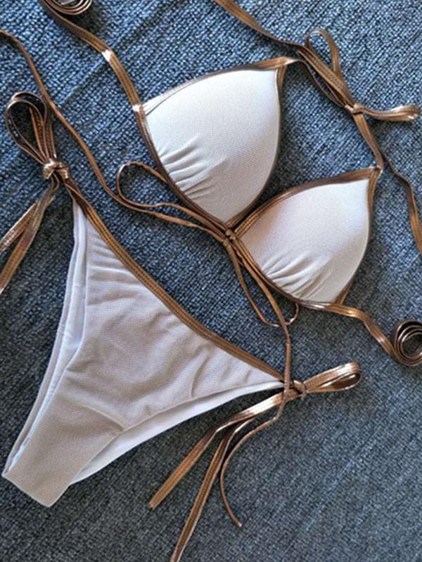 Sexy Split-Joint Bandage Split Bikini Swimsuit