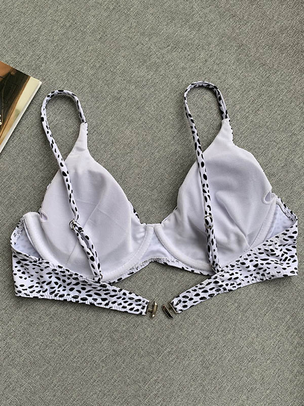 Spaghetti-Ausschnitt Polka Dot Bügel-Bralette Hipster Bikini Bademode 