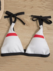 Spaghetti-Neck Color-Block Triangles Bikini Swimwear