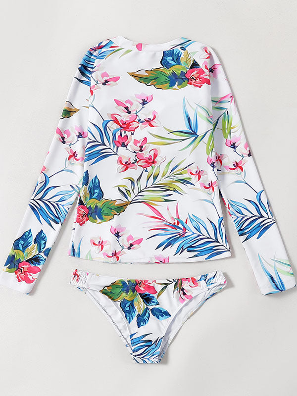 Long Sleeve Floral-Print Split Wetsuit