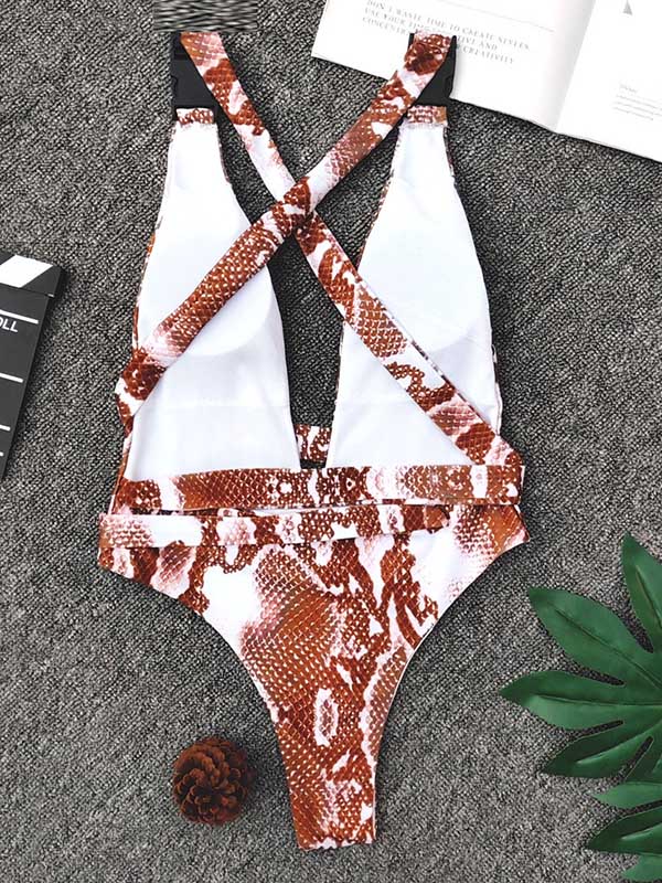 Sexy Snake-Print One-Piece Swimsuit