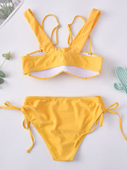 Ärmelloses Bralette mit seitlicher Schnürung und Split Joint Bikini-Bademode 