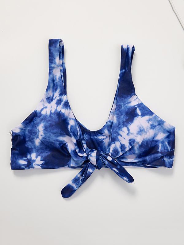 Tie-Dyed Knotted Split Bikini Swimsuit