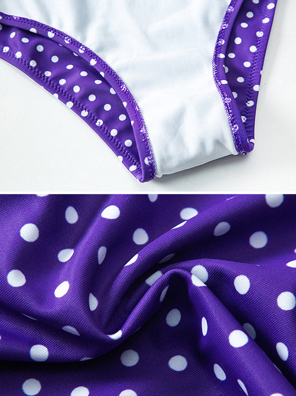 Polka-Dot Bowknot Split Bikini Swimsuit