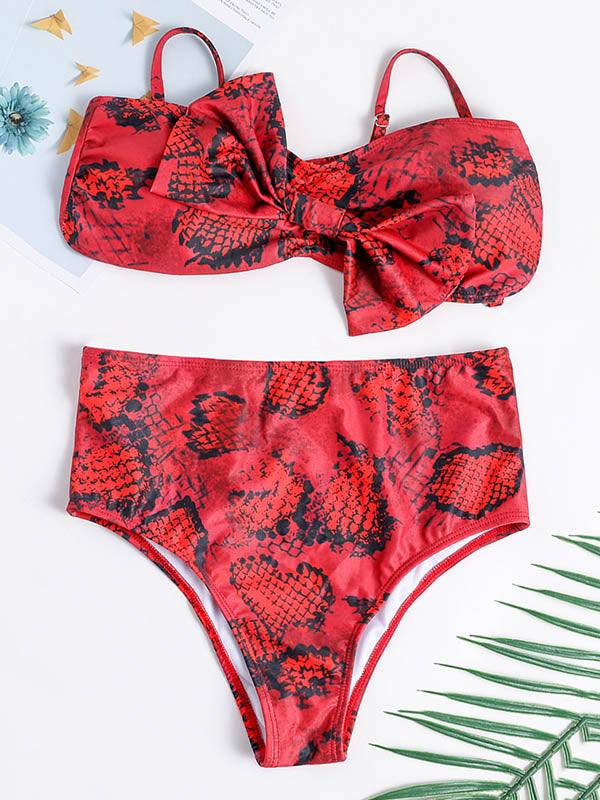 Bowknot Bralette Floral Bikini Swimwear