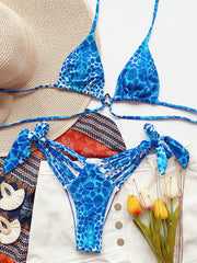 Triangel-Neckholder-Bikini mit Leopardenmuster 