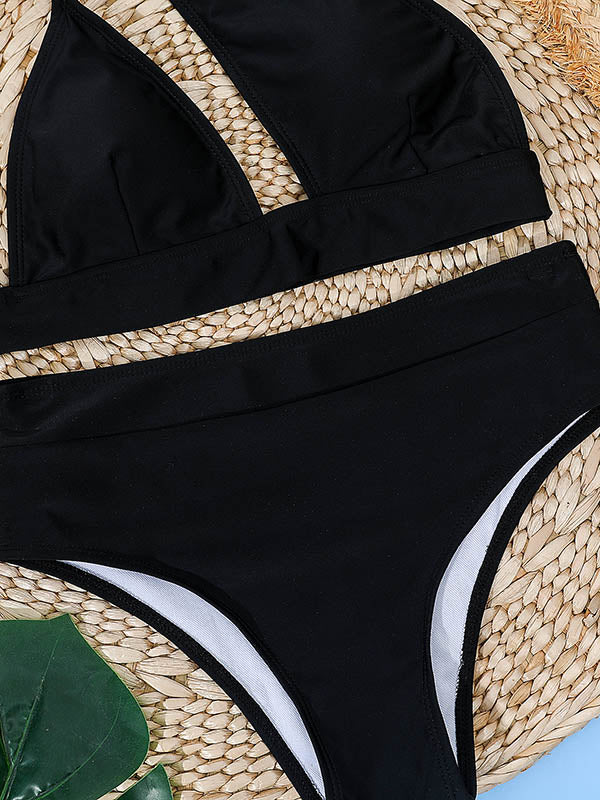 One-Shoulder Cropped Bralette High-Waisted Bikini Swimwear