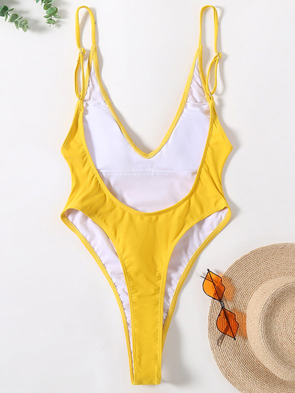 Simple Sleeveless Backless Tight One-Piece Swimwear