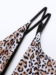 One-Shoulder Sexy Leopard Print Hollow Tight One-Piece Swimwear