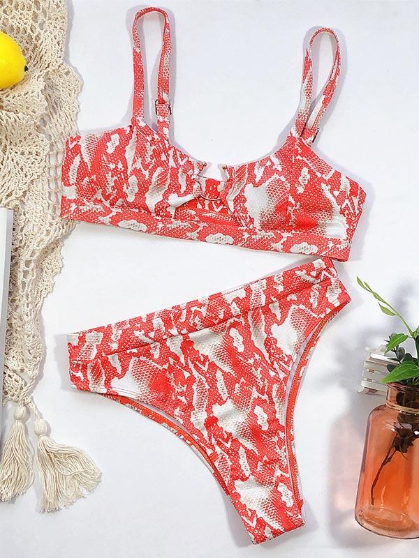 Gorgeous Embellished Hollow Split Bikini Swimsuit