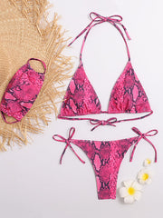 Sexy Bikini-Bademode mit Blumenmuster und seitlichen Bindebändern 