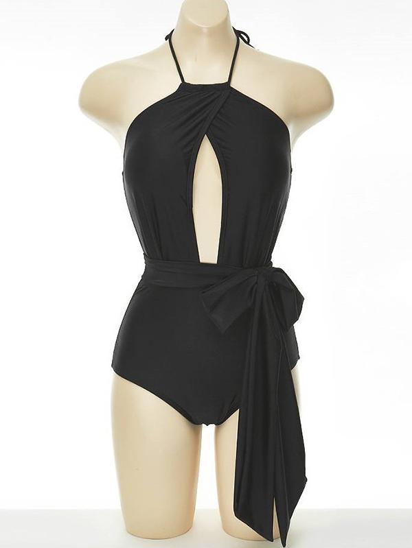 Sexy Hollow Bandage Knotted Popular One-Piece Swimwear