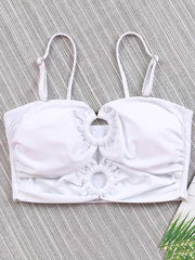 Sexy Hollow Bandeau Split Bikini Swimsuit