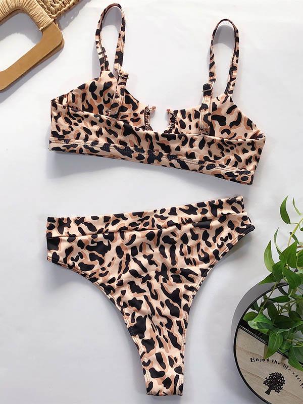 Gorgeous Embellished Hollow Split Bikini Swimsuit