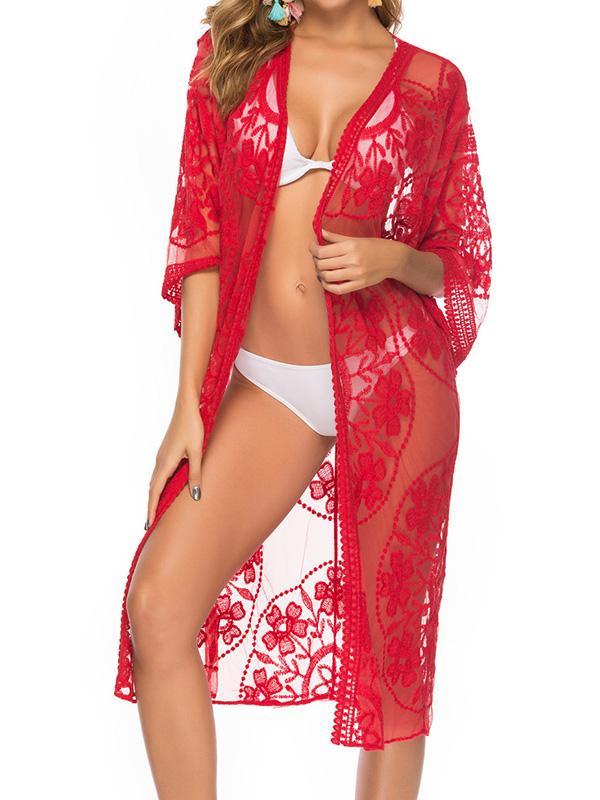 Ragged Embellished See-Through Vacation Cover-Ups