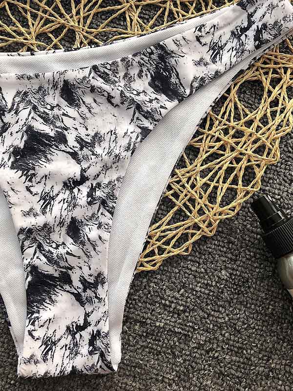 Floral Print Triangles Halterneck Bikini Swimsuit