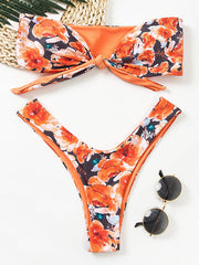 Floral Printed High Waist Bikini Swimsuit