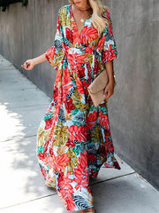 Pretty Floral High Waist Maxi Dress