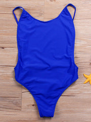 Solid Color Sexy Backless One-Piece Swimwear