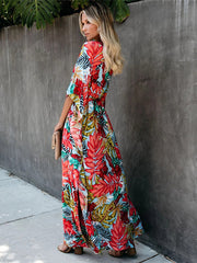 Pretty Floral High Waist Maxi Dress