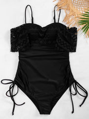 Spaghetti-Neck Split-Joint Lace Sexy One-Piece Swimwear