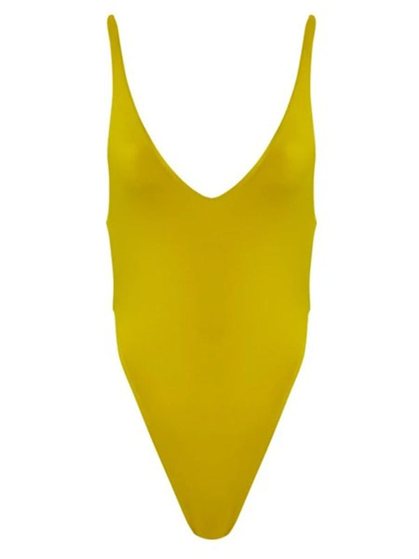 Simple Sleeveless Backless Tight One-Piece Swimwear