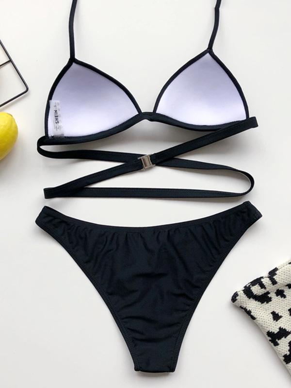 Sexy Bandage Triangles Split Bikini Swimsuit