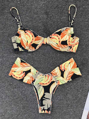 Sexy Bikini-Badeanzug mit Fransenmuster und geteiltem Schnitt 