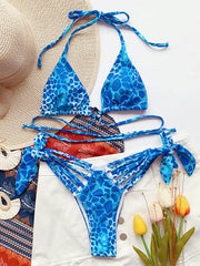 Triangel-Neckholder-Bikini mit Leopardenmuster 