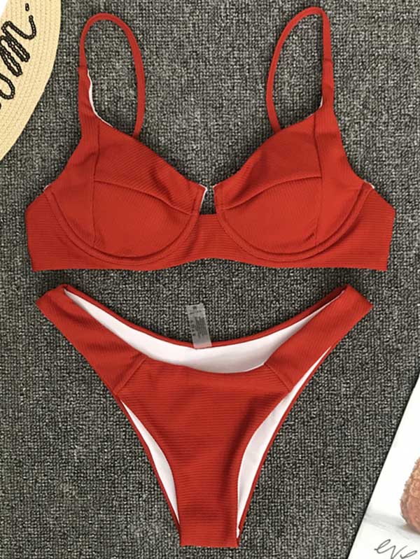 Solid Color Split Sexy Bikini