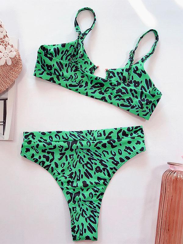 Gorgeous Embellished Hollow Split Bikini Swimsuit