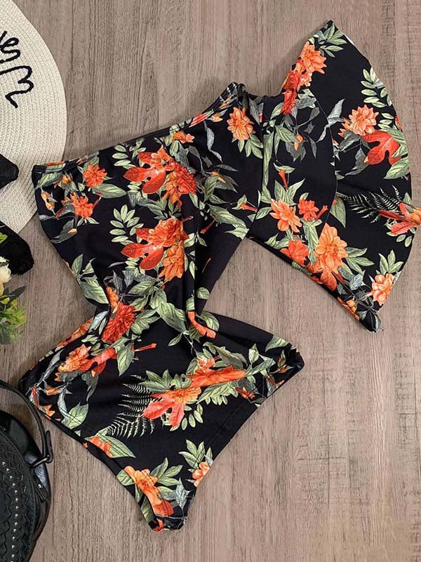 One-Shoulder Floral One-Piece Swimsuit