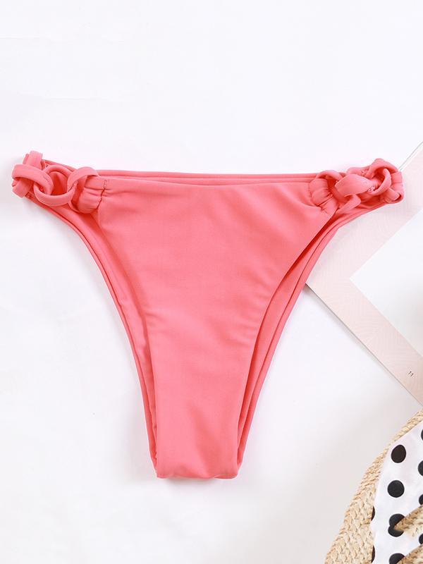 Solid Color Braided Triangles Split Bikini Swimsuit