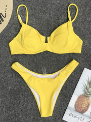 Solid Color Split Sexy Bikini