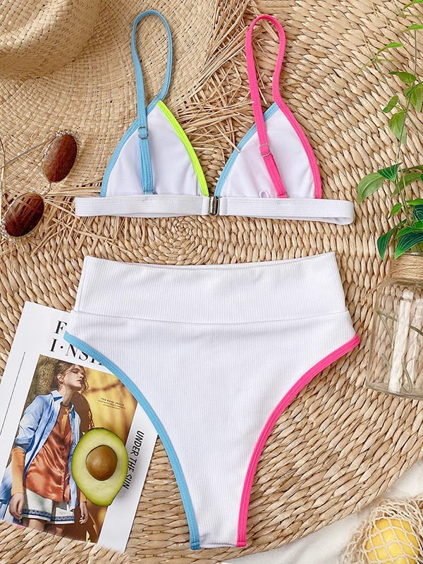 Triangel-Bikini im Sport-Stil mit hoher Taille 