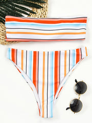 Sexy High-Waist Striped Bikini Swimsuit